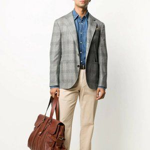NWT$2995 Brunello Cucinelli Men Cashmere Blend GlenCheck Sport Coat 48/38US